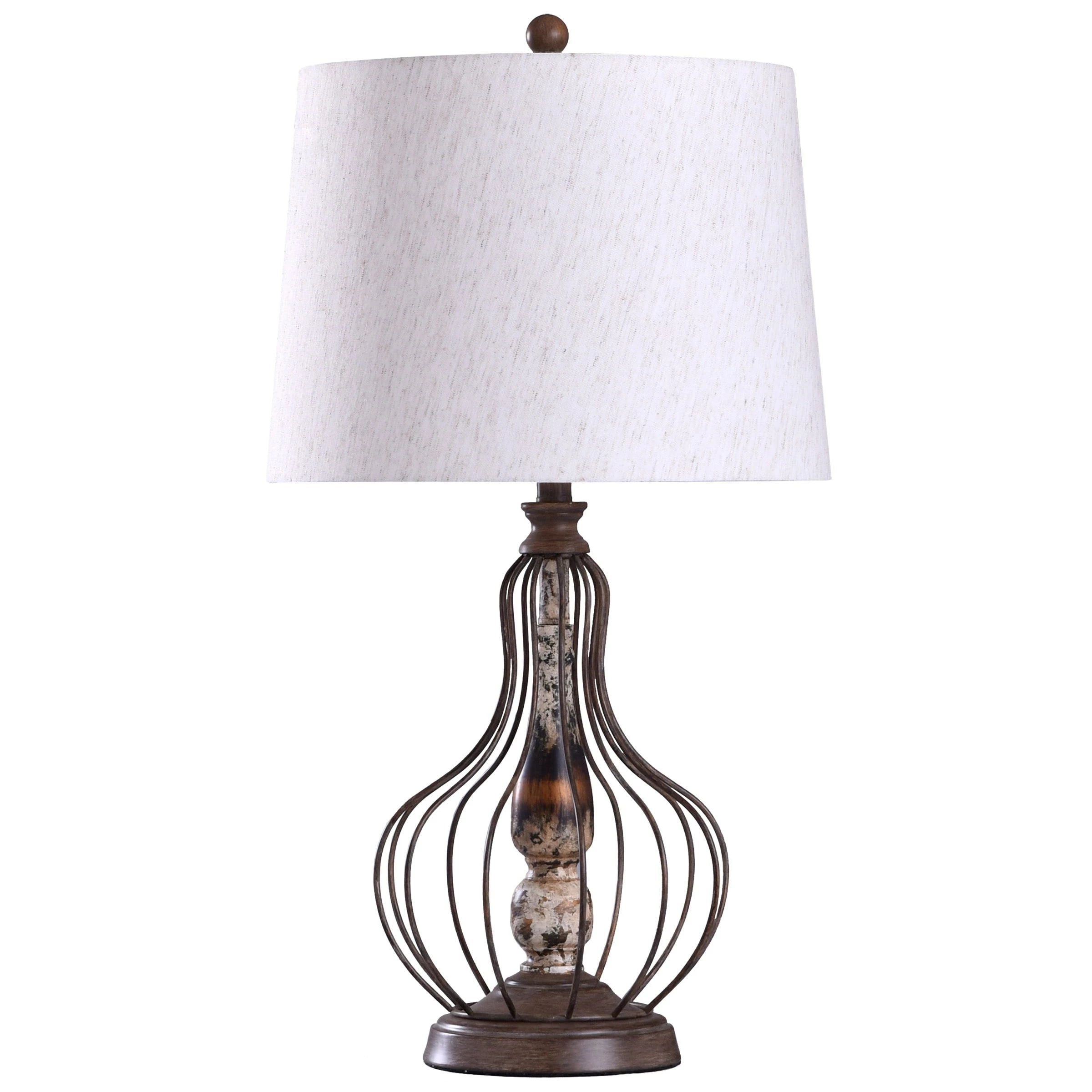 Budget ๐ StyleCraft Home Collection StyleCraft Yarrow Bronze And Weathered Caged Metal Wire Design Table Lamp With Off White Tapered Drum Shade ๐งจ